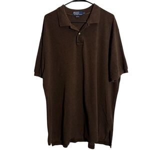 Vintage Polo by Ralph Lauren XL Brown Cotton Polo Shirt‎ Green Pony Y2K Classic